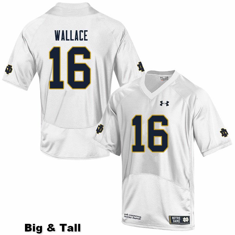 Men's NCAA Notre Dame Fighting Irish #16 KJ Wallace Stitched College Under Armour Authentic White Big & Tall Football Jersey FX10S75YQ